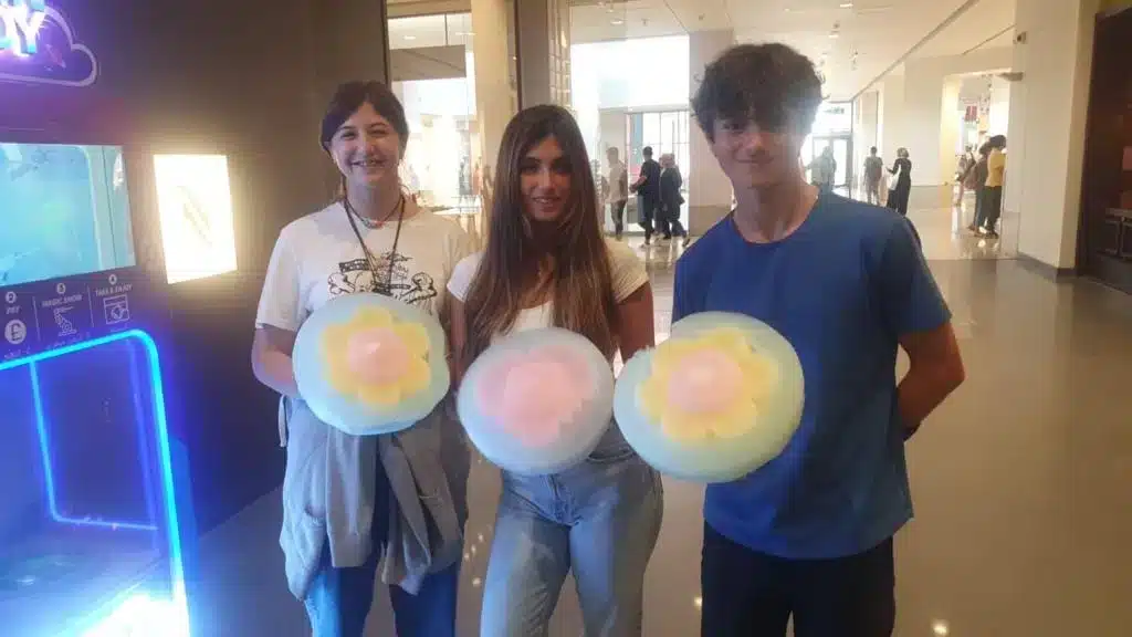 people holding cotton candy
